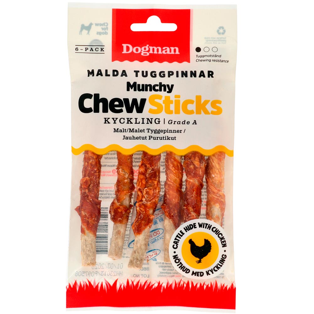 Hondenkauwstick  Malda tuggpinnar m kyckling 6-pack Dogman