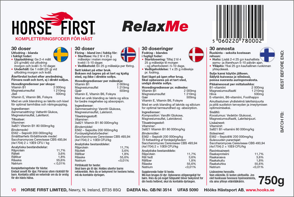 Supplementen  Relax Me 750 g HORSE FIRST®