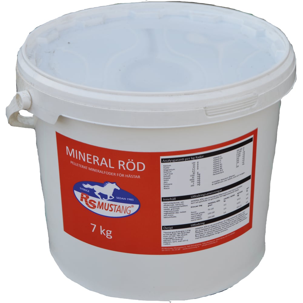 Pellets 7 kg. Mineral Röd RS Mustang
